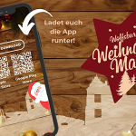 Illustration mit einem Handy und dem Logo des Wolfsburger Weihnachtsmarkts